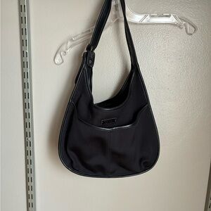 Vintage Coach Black Stretchy Nylon with Leather Trim Bag